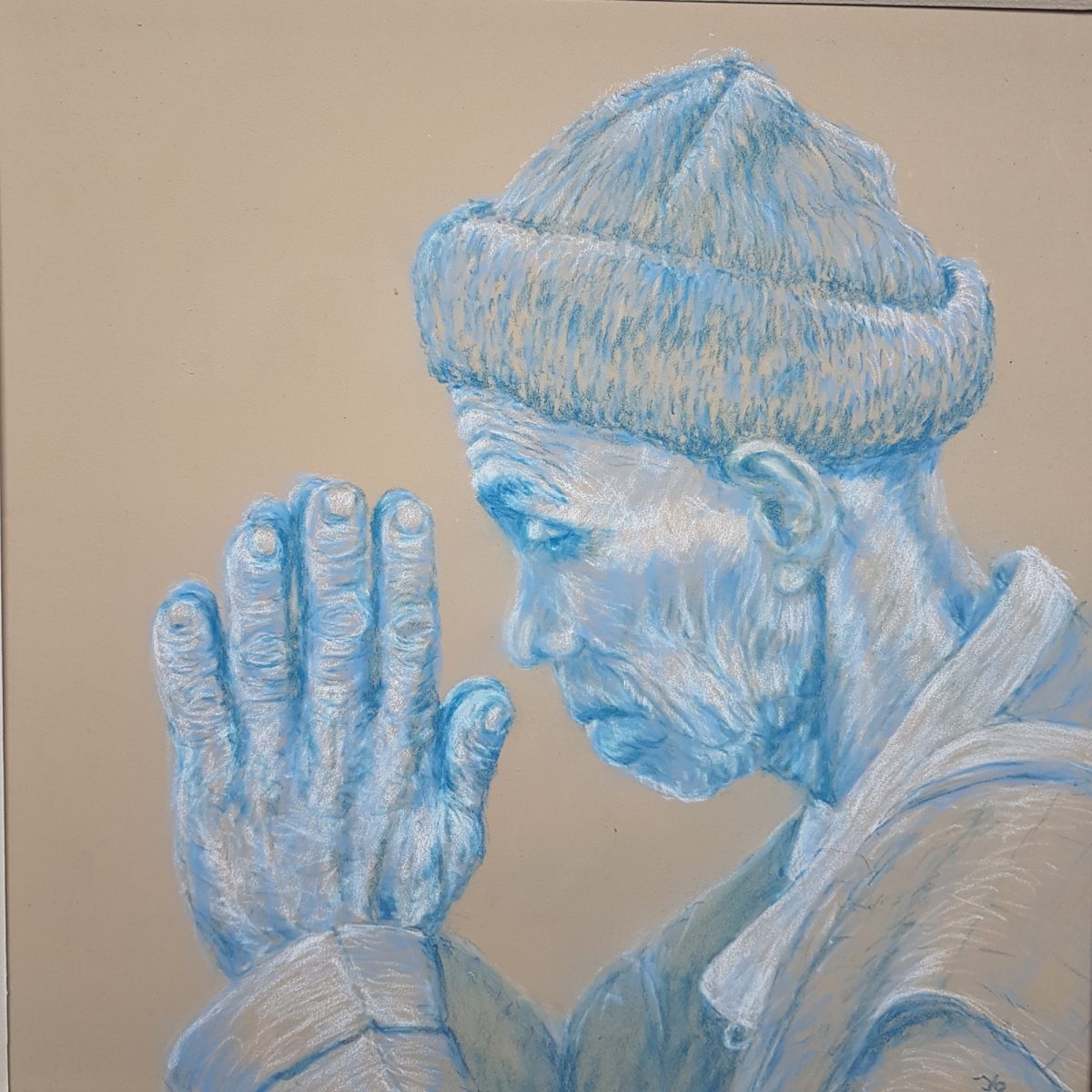 In gebed, pastel