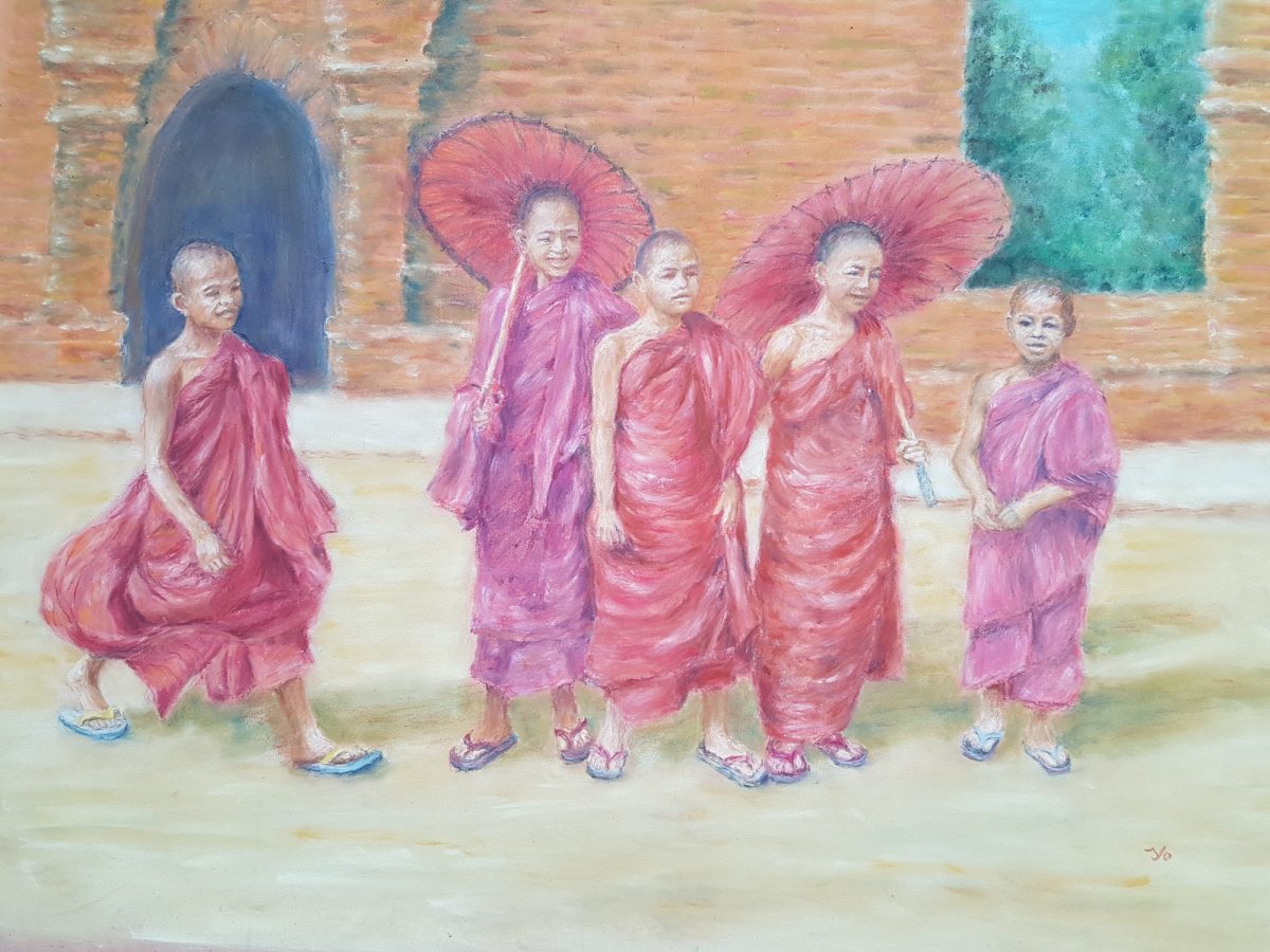 Poserende Monnikjes, pastel