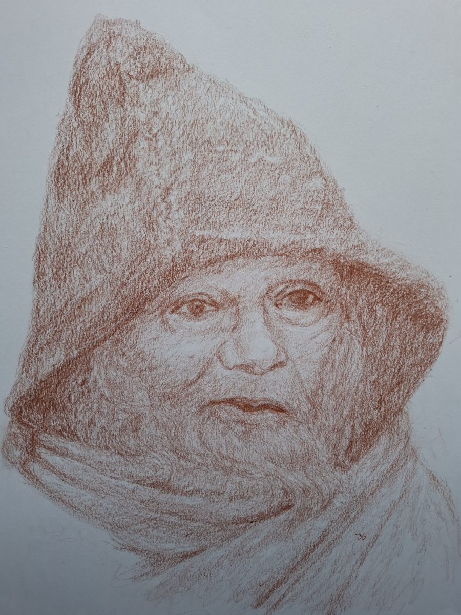 kabouter, oliepastelpotlood
