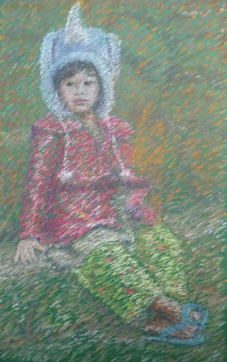 Meisje met de muts, pastelkrijt