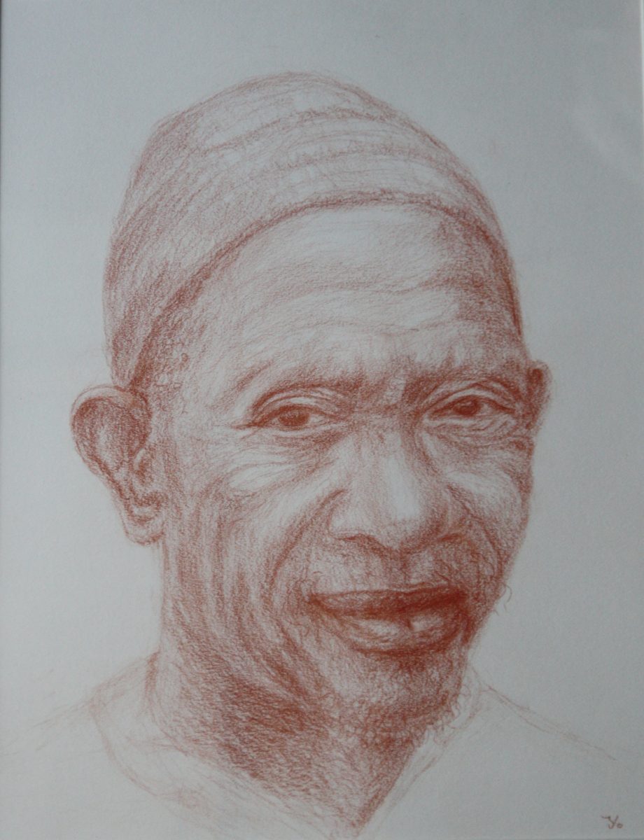 wijze man, oliepastel