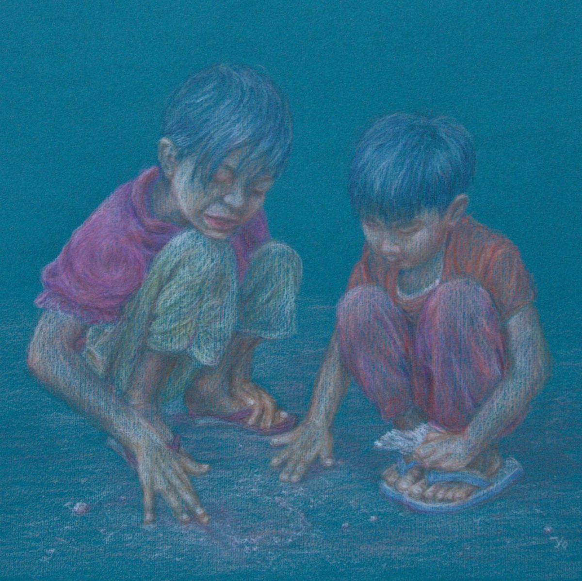 Zandtekenen (Myanmar), kleurpotlood